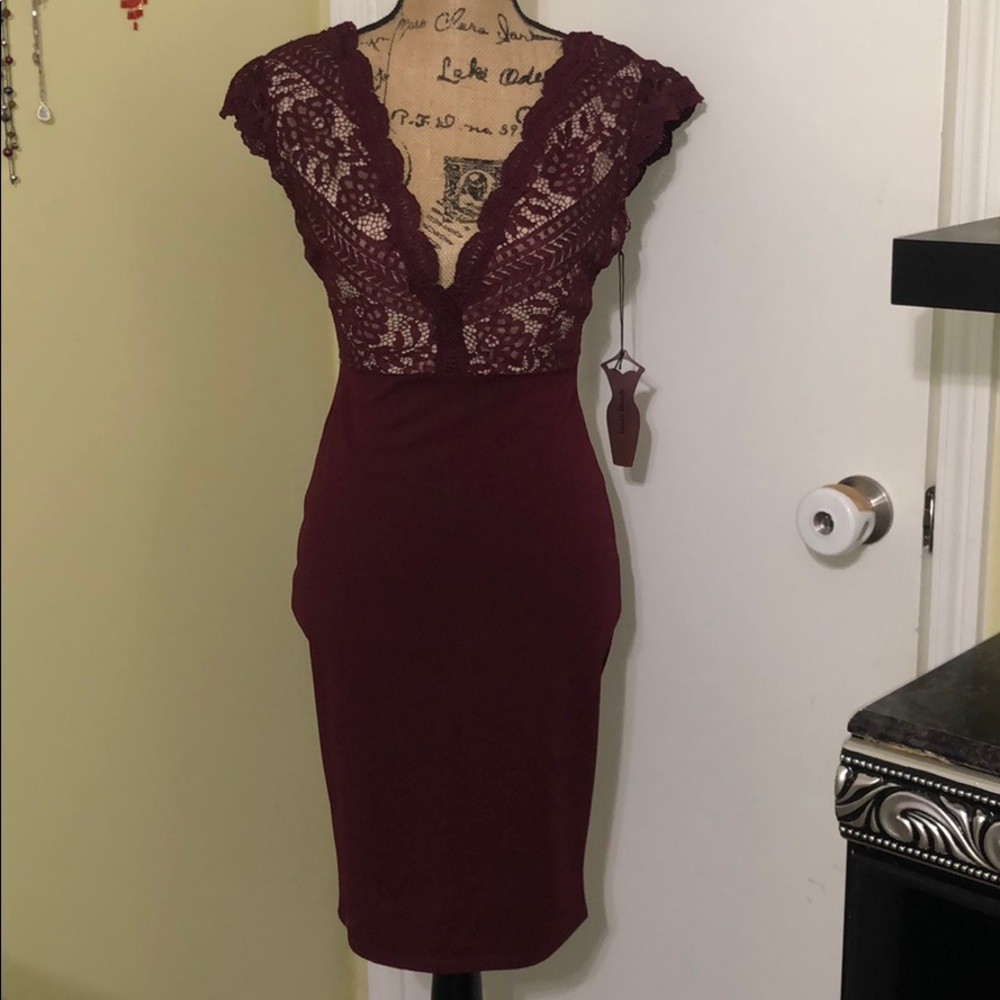 Burgundy lace dress